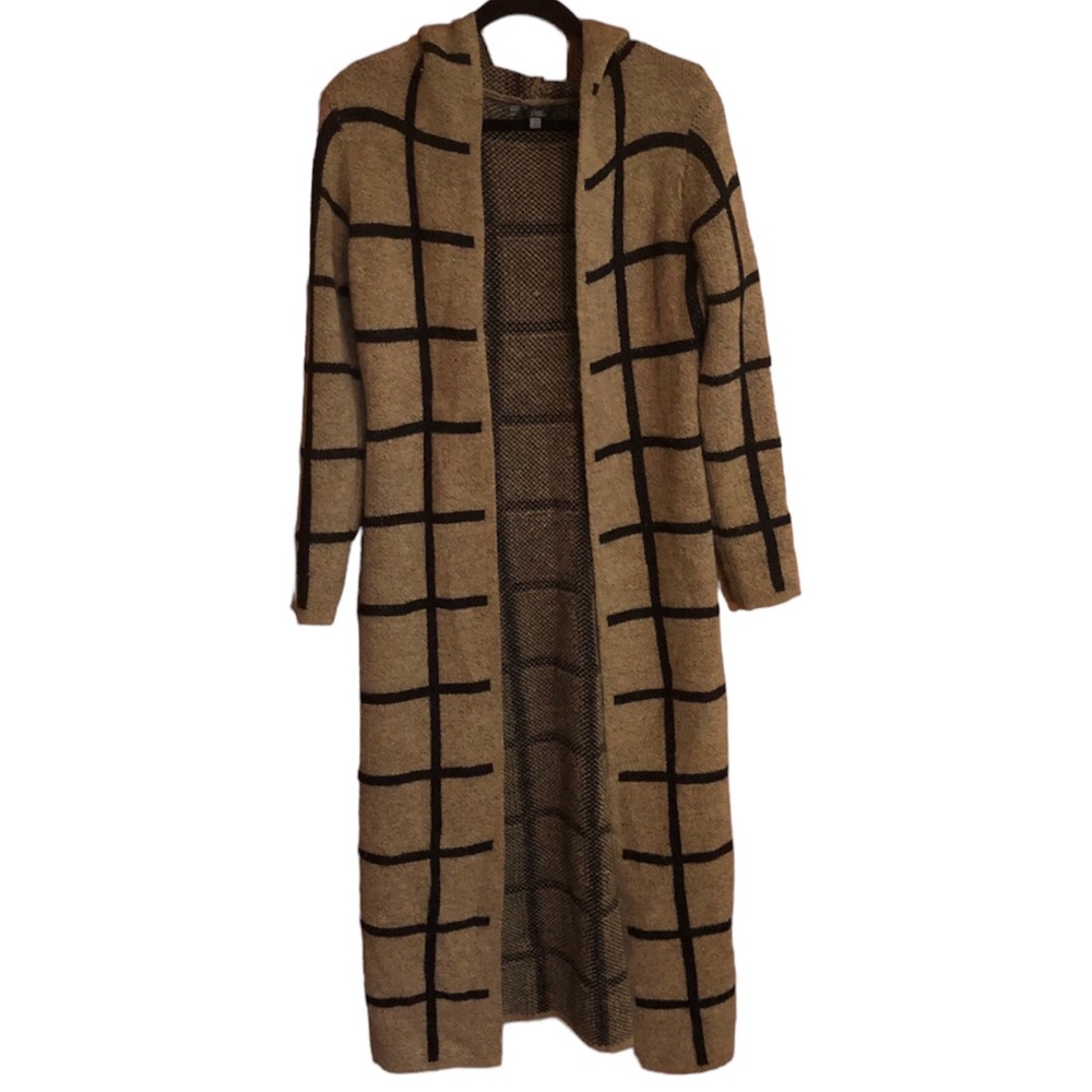 Sioni geometric print long hooded open front cardigan size small